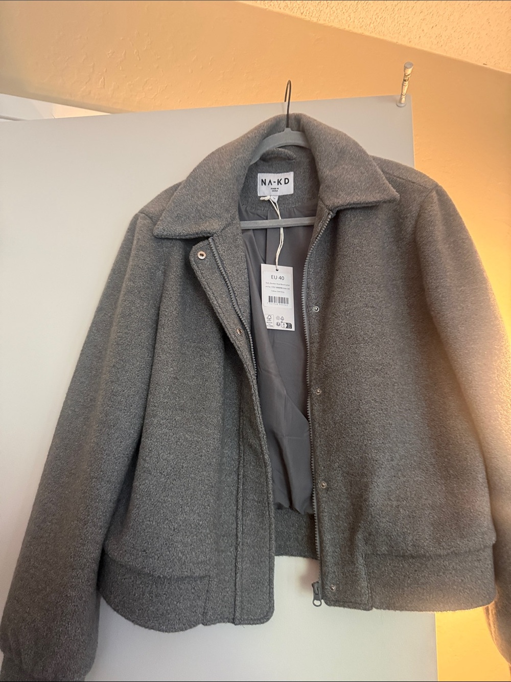 NA-KD Women's Gray Bomber Jacket and matching mini skirt. NWT
